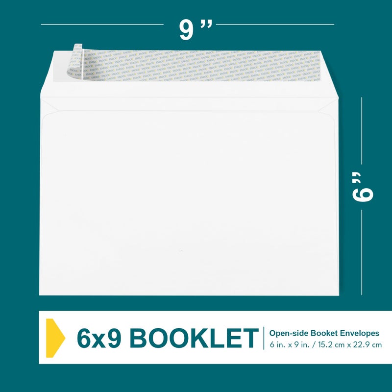 EnDoc 6x9 Booklet Envelopes - 100 Pack - Self Seal White Letter Mailing Envelopes With Peel & Seal Closure - Open-Side, 28 Lb Paper - Plain for Business and Personal Use - Image 3